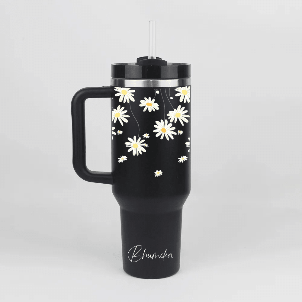 Personalized BotaniCup™ Tumbler with Straw & Lid - Memories InsiteWHITE FLOWERS PRINTED TUMBLER-2